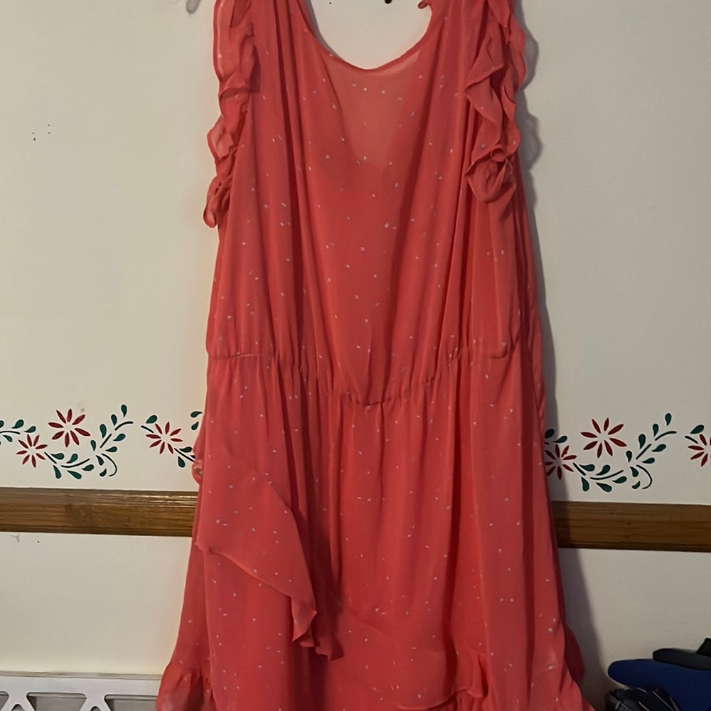 Pink dress with white dots